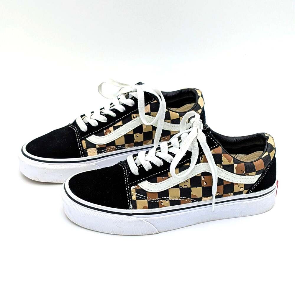 Vans Old Skool Skate Shoes Unisex M 4.5 W 6 Desert Camo Checkerboard Streetwear